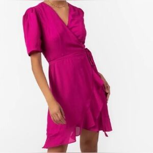 Francesca’s Blue Rain Magenta Wrap Dress Size M